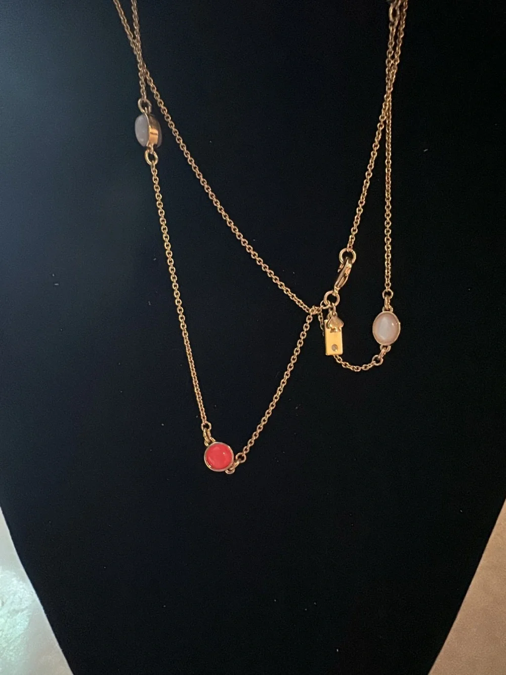 Kate Spade  Gold Layered Necklace with White and Coral Discs